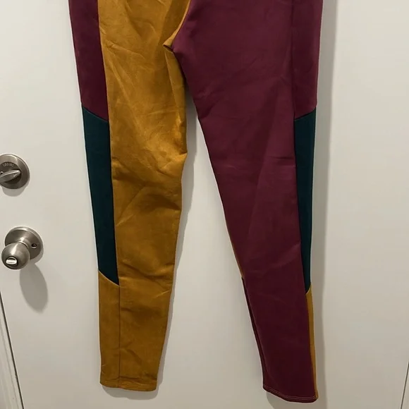 2 piece pants set Suede Colorblock set AWOO Size Large - Picture 9 of 9